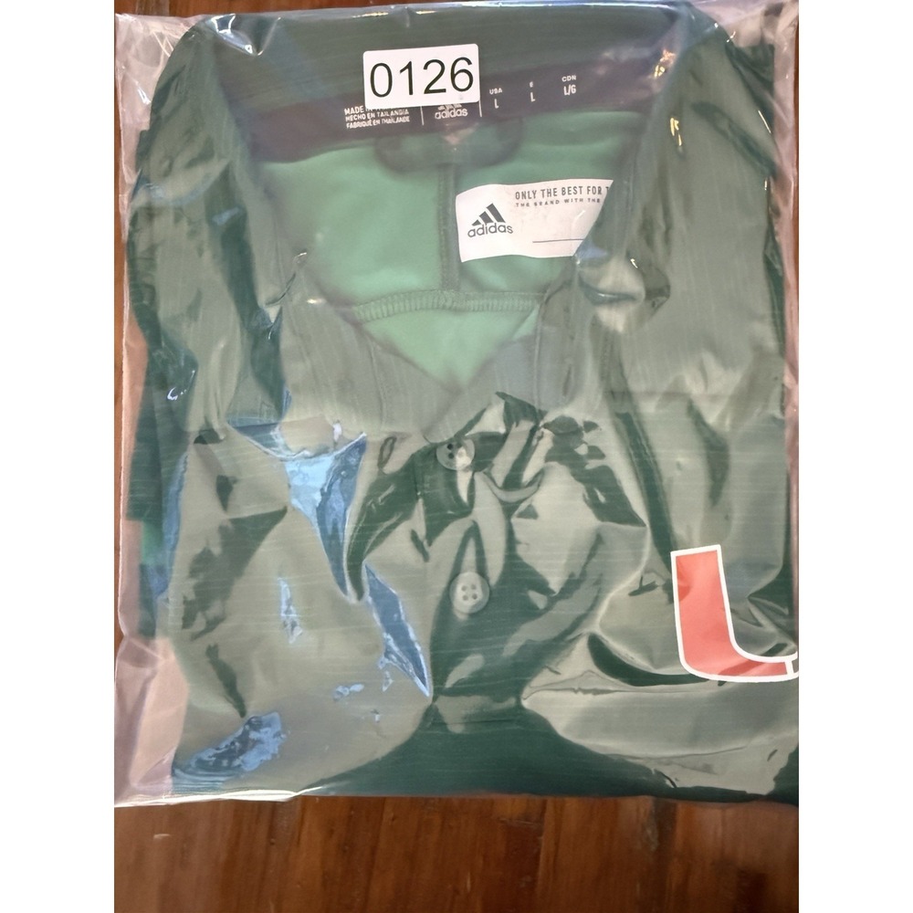 Miami Hurricanes NCAA Adidas Perf. Polo Dark Green Men's Large - Picture 7 of 7